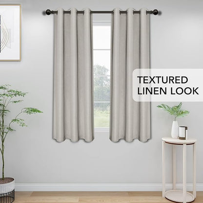 Easy-Going Linen Look Blackout Curtain 42x63 Inch Window Curtain Drapes for Bedroom, Living Room Thermal Insulated Room Darkening (Set of 2 Panels, Natural)