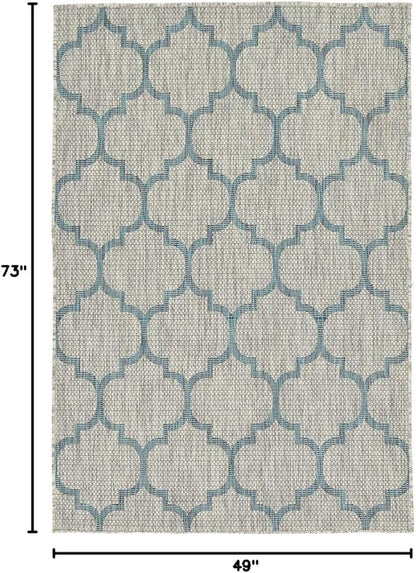 Unique Loom Outdoor Trellis Collection Area Rug (4' 1" x 6' 1" Rectangle, Gray/ Ivory)