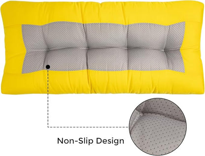 FUNHOME Outdoor Bench Cushion 42 x18 inch with Non-Slip Grips,Water Resistant Porch Swing Cushion,Bench Pillow Pads,Tufted Cushions for Patio Garden Furniture,42" Seat Cushions(Yellow)
