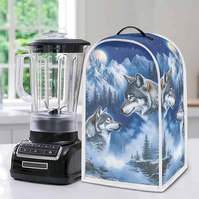 Talayituse Wolf Mountain Print Blender Dust Cover, Fingerprint Protection Cover for Stand Mixer or Coffee Machine, Home Kitchen Appliance Covers for Stain Dust Resistant Supplies