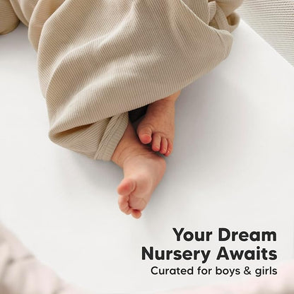2-Pack Organic Bassinet Sheets for Girls, Boys - 100% Cotton Bassinet Mattress Sheets Compatible with Halo Bassinest Swivel Sleeper,Graco,Baby Delight,Chicco,Unisex Fitted Bassinet Sheets(Soft White)