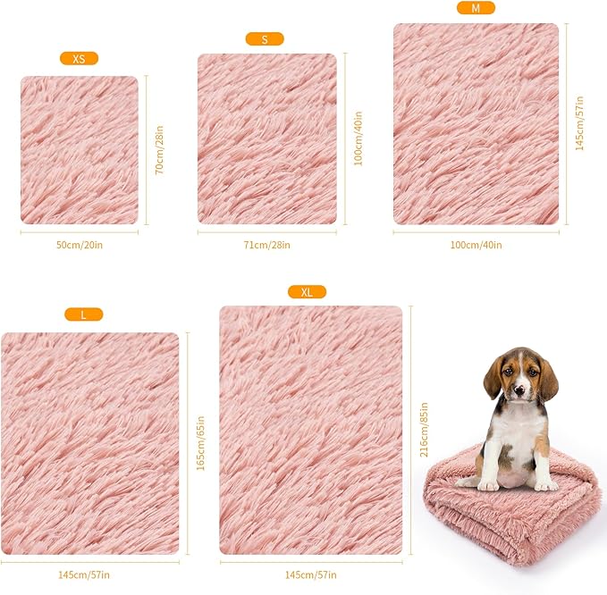 Pink Faux Fur Pet Throw Blankets Waterproof Cozy Calming Dog Blanket for Couch Cover Love Bed Cover Washable(Pink,XS)