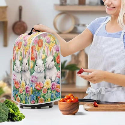 Easter Bunny Blender Cover Dust Cover Universal for Small Kitchen Appliance, Tulip Flower Food Processor Protector Cover Foldable Coffee Maker Cover Tabletop Decoration