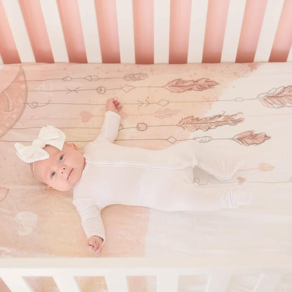 JumpOff Jo - Fitted Crib Sheet, Super Soft 100% Cotton Sheet for Standard Crib Mattresses and Toddler Beds, 28 in. x 52 in, Storytelling Designs - Rainbow Dream Catcher