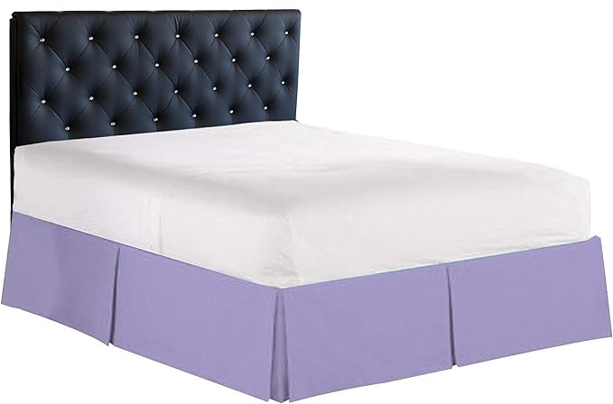 Bed Skirt - 100% Cotton 800 Thread Count Box Pleated Bed Skirt - Luxury Pleated Dust Ruffle, Hotel Quality Modern Bed Skirt, Easy Fit with 12 Inch Tailored Drop, RV King, Lilac