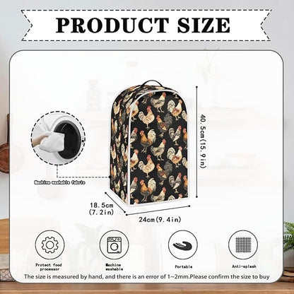 Chicken Rooster Print Blender Dust Cover, Stand Mixer or Coffee Maker Appliance Cover, Anti Fingerprint Polyester Dust Proof Stain Resistant for Blender Home Kitchen Decor