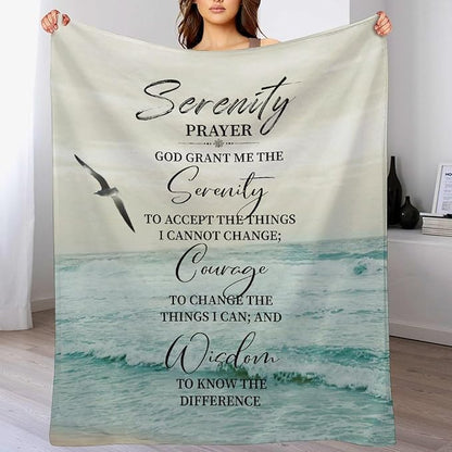 Serenity Prayer Blanket Christian Gifts for Women & Men Religious Throw Blanket Christian Blanket Bible Verse Blanket for Kids Adults Soft Warm Cozy Fleece Blanket for Couch Sofa Bed 50"x60"