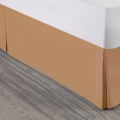 Nestl Light Brown Full Bed Skirt - Full Size Bed Skirt 14 Inch Drop - Brushed Microfiber Bed Skirts - Hotel Quality Pleated Bed Skirt - Shrinkage & Fade Resistant