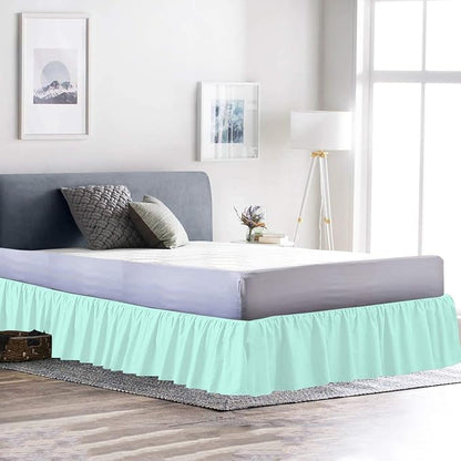 Bed Skirt - Ruffled Bed Skirt (Twin XL, Aqua Blue) 12 Inch Drop Dust Ruffle with Platform, 100% Cotton 800 Thread Count Fabric - Dust Ruffle Bedskirt for Easy Fitting and Easy Care