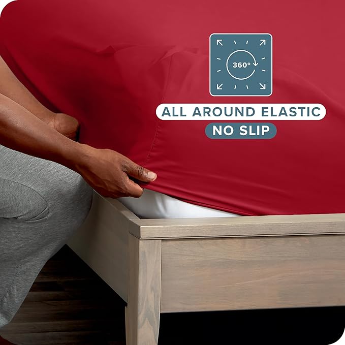 Bare Home 2 King Fitted Premium Bed Sheets (2-Pack) - Ultra-Soft, Hypoallergenic, 15" Deep Pocket, 78" x 80" (King - 2 Pack, Red)