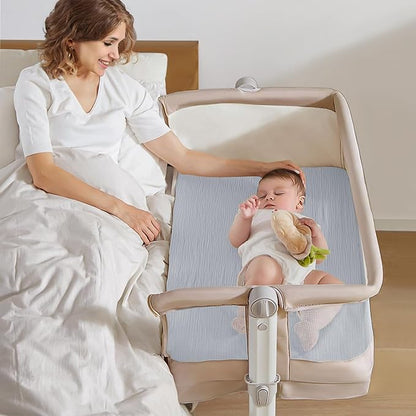 lulumoon Muslin Bassinet Sheets for Baby: Skin-Friendly & Soft Bedside Sleeper Bassinet Fitted Sheets for Boys