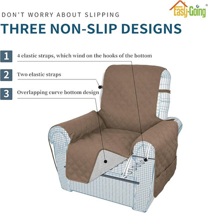 Easy-Going Sofa Slipcover Waterproof Oversized Recliner Chair Cover Non-Slip Fabric Couch Cover for Living Room Washable Furniture Protector for Pets Kids Children Dog Cat (Oversized Recliner, Camel)