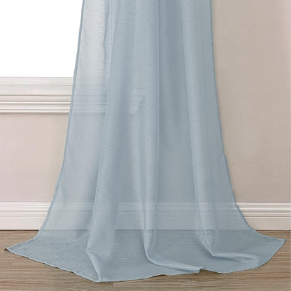 DONREN Sheer Canopy Bed Curtains Panels- Elegant Solid Voile Sheer Valance Topper Long Window Treatment Scarf for Villa/Cottage (1 Pcs, Dusty Blue, W34 x L216 Inch)