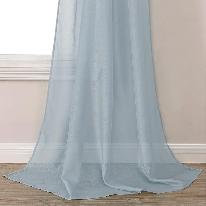 DONREN Sheer Scarf Curtain for Bedroom - Window Topper Valance Voile Panel Classic for Sons/Boys/Seniors Room (W52 x L144, 1 Pack, Dusty Blue)
