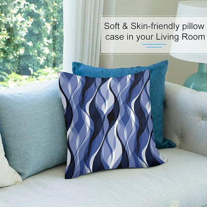 Navy Blue Throw Pillow Covers Modern Abstract Black and Blue Striped Decorations for Bedroom Living Room Farmhouse Sofa Pillows Bed Couch 18x18 Inch