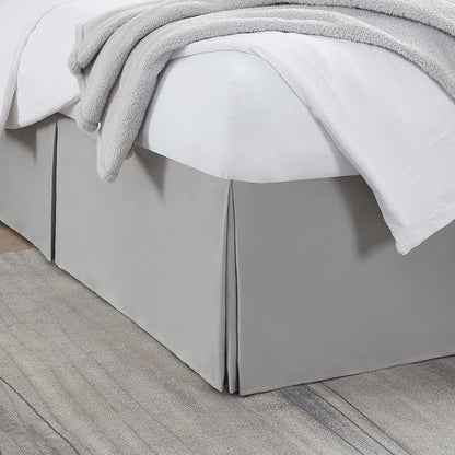Nestl Silver Twin Bed Skirt - Twin Size Bed Skirt 14 Inch Drop - Brushed Microfiber Bed Skirts - Hotel Quality Pleated Bed Skirt - Shrinkage & Fade Resistant