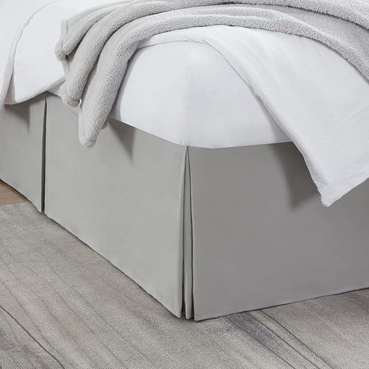 Nestl Silver Twin Bed Skirt - Twin Size Bed Skirt 14 Inch Drop - Brushed Microfiber Bed Skirts - Hotel Quality Pleated Bed Skirt - Shrinkage & Fade Resistant