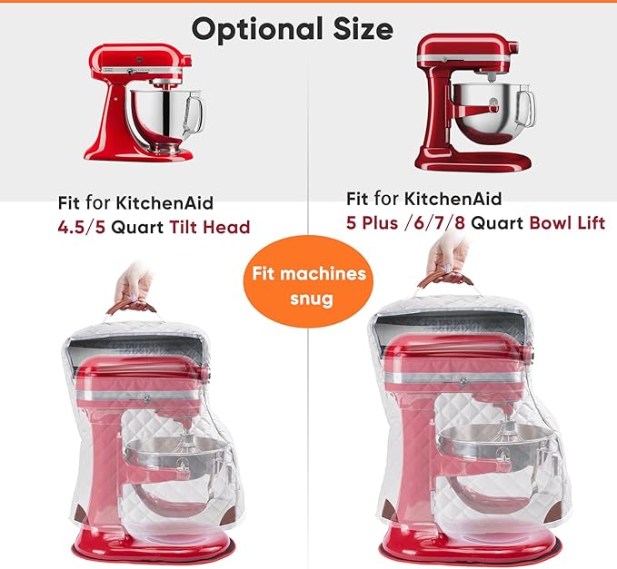 BAGSPRITE Stand Mixer Cover with Appliance Sliders Compatible with KitchenAid Mixer 6/7/8 Quart with Pockets for Kitchen Aid Accessories and Attachments