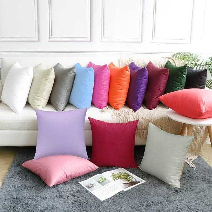 Thmyo 4-Pack 100% Cotton Comfortable Solid Decorative Throw Pillow Case Square Cushion Cover Pillowcase Sublimation Blank Pillow Covers DIY Throw Pillowcase for Sofa Bedroom(20x20 inch/ 50x50cm,Grey)