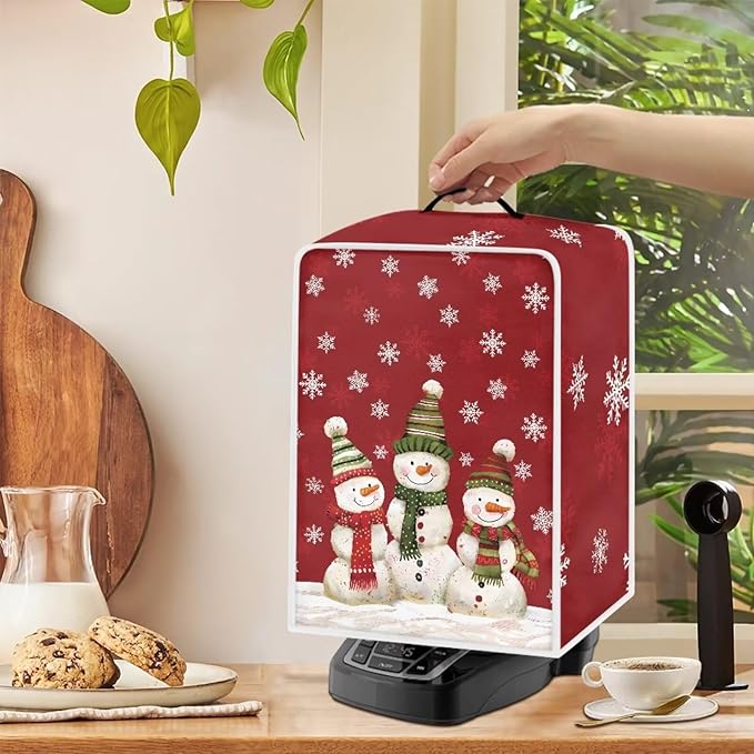 Christmas Coffee Maker Cover, Cute Snowman Coffee Dust Cover, Xmas Mixer Appliance Protector