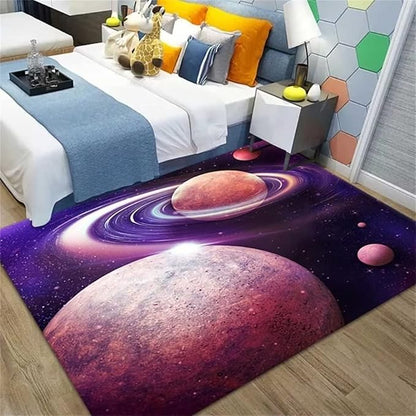 Extra Large Galaxy Planet Rugs 6'x9' for Living Room Outer Space Universe Printed Bedroom Dining Room Floor Mats Modern Washable Playroom Carpets