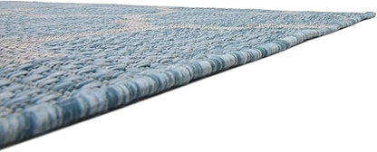 Unique Loom Outdoor Trellis Collection Area Rug (9' x 12' Rectangle, Aquamarine/ Gray)