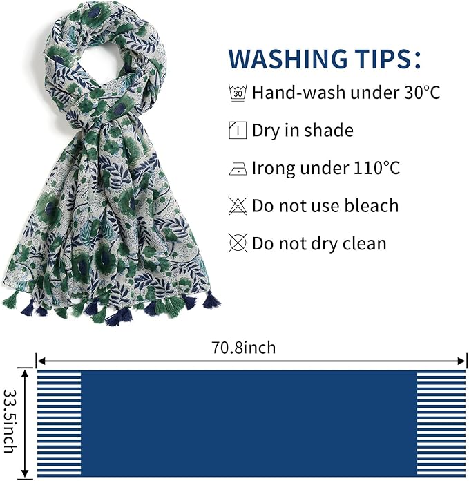 Scarf for Women Lightweight Soft Floral Leopard Printed Scarves Fall Winter Fashion Shawl Wrap with Fringe