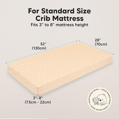 KeaBabies 2-Pack Baby Crib Sheets for Boys, Girls - 52x28 Viscose Derived from Bamboo Toddler Bed Sheets Neutral, Fitted Crib Mattress Cover for Standard Baby Bedding, Soft & Cozy (Lune Mystic)