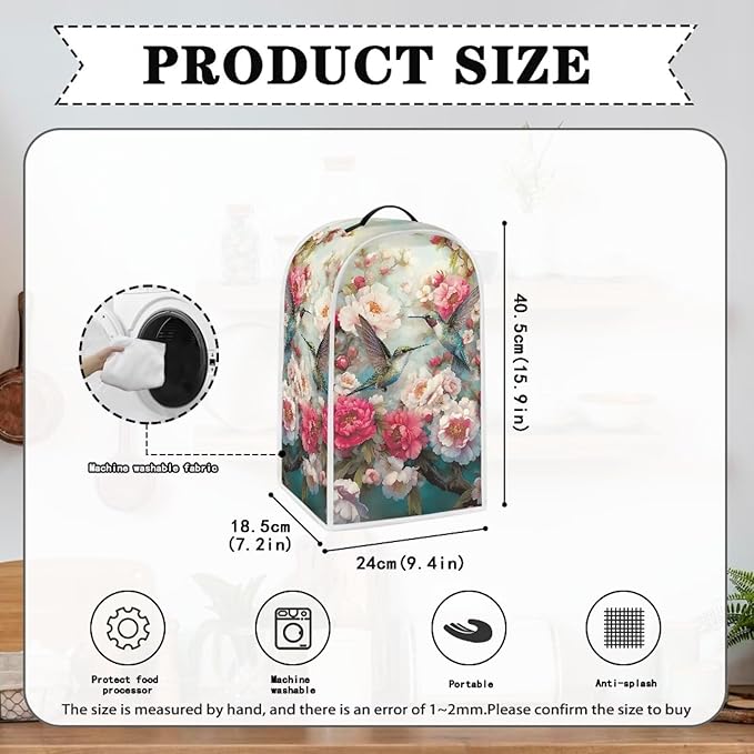 Talayituse Vintage Hummingbird Flower Print Blender Dust Cover, Fingerprint Protection Cover for Stand Mixer or Coffee Machine, Home Kitchen Appliance Covers for Stain Dust Resistant Supplies