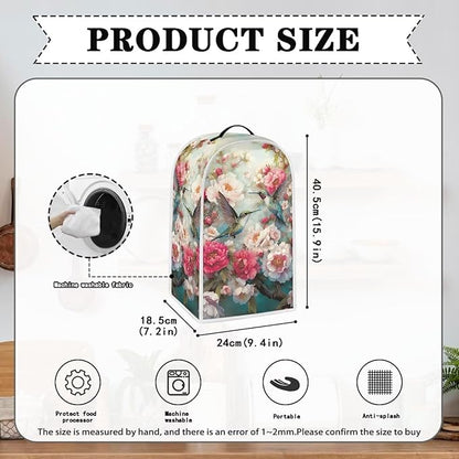 Talayituse Vintage Hummingbird Flower Print Blender Dust Cover, Fingerprint Protection Cover for Stand Mixer or Coffee Machine, Home Kitchen Appliance Covers for Stain Dust Resistant Supplies