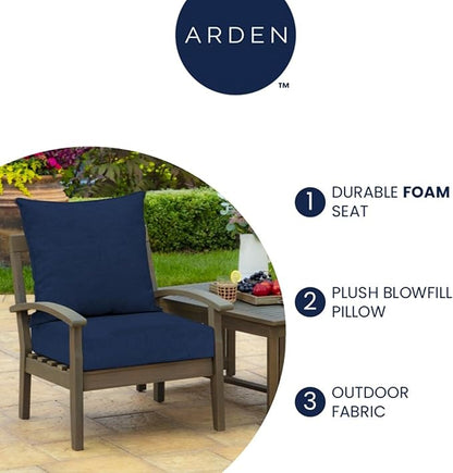 Arden Outdoor Foam Deep Seat Cushion Set, 24 in x 24 in, Weather-Proof, Rain-Proof, Fade Resistant Patio Cushion, Bottom and Back Cushion for Chair, Sofa, and Couch Bright Moss Green Leala