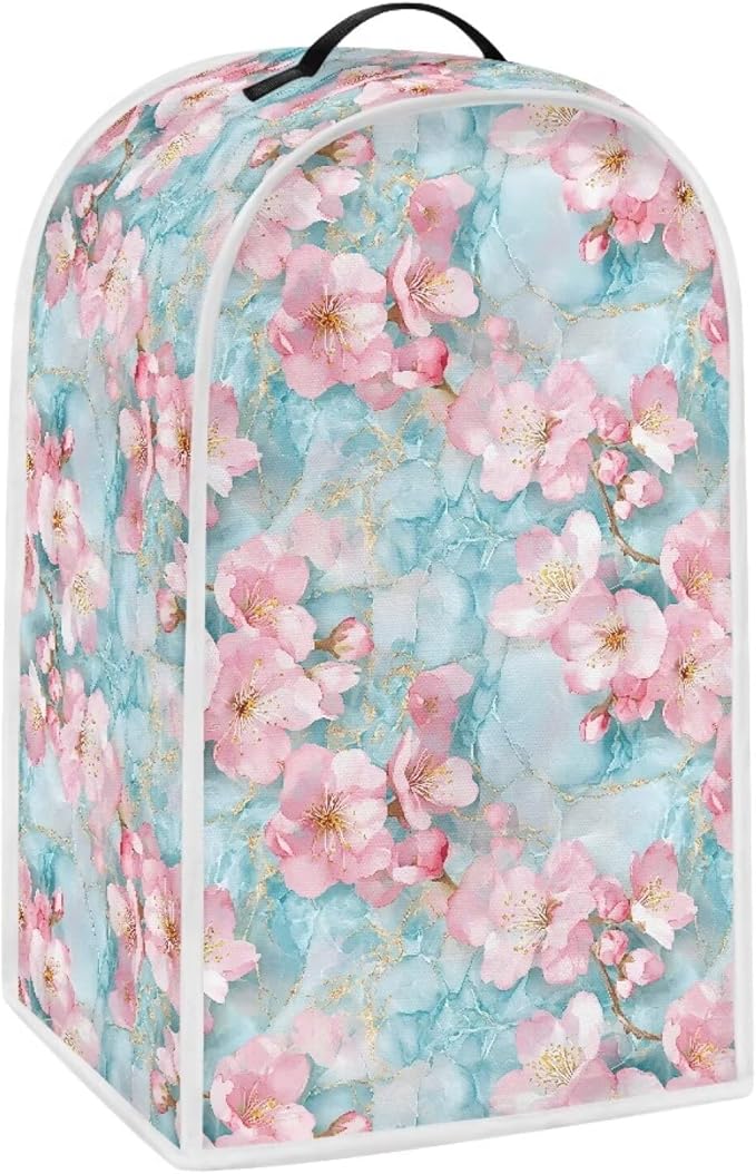 Talayituse Cherry Blossom Marble Print Blender Dust Cover, Fingerprint Protection Cover for Stand Mixer or Coffee Machine, Home Kitchen Appliance Covers for Stain Dust Resistant Supplies