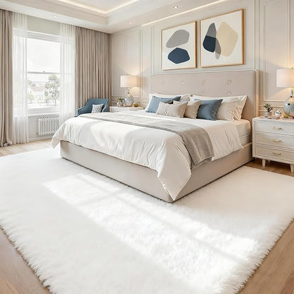 6x9 Area Rugs for Living Room Rug: Soft Fluffy Shag White Rugs for Bedroom, Non-Slip Large Fuzzy Plush Rug Indoor Floor Carpet for Nursery Kids Boys Girls Room, Dorms, Playroom, Modern Home Decor