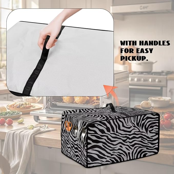 Grey Zebra Print Microwave Oven Dust Cover Dust-Proof Waterproof Microwave Toaster Oven Cover Easy to Clean Kitchen Machine Covers Case Protections Protector, S