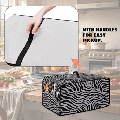 Grey Zebra Print Microwave Oven Dust Cover Dust-Proof Waterproof Microwave Toaster Oven Cover Easy to Clean Kitchen Machine Covers Case Protections Protector, S