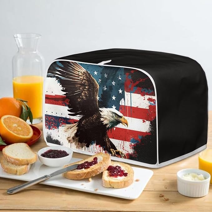 ZFRXIGN Bald Eagle Toaster Cover 4 Slice Wide Slot Small Appliance Covers Kitchen Decor Accessories Toaster Oven Cover Bread Maker Cover American Flag Patiotic Decor