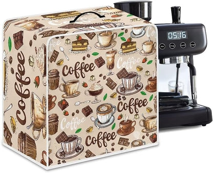 Mumeson Coffee Cup Design Coffee Maker Cover Stain Resistant Washable Covers with Handle Home Appliance Dust Cover for Home Kitchen Decor, Large