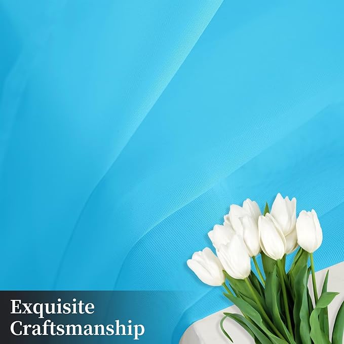 Sheer Curtains 54 Inches Long 2 Panels, Rod Pocket Short Curtain for Kitchen, Bedroom, Cafe Window(Cyan Blue 38" W x 54" L)