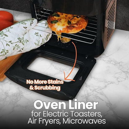 Toaster Oven Liner – Compatible with Breville, Cuisinart, Black & Decker, Dash, and More – Nonstick Heat Resistant Reusable Air Fryer Liners, PFOA & BPA Free, 9x11", 4 Pack, Black