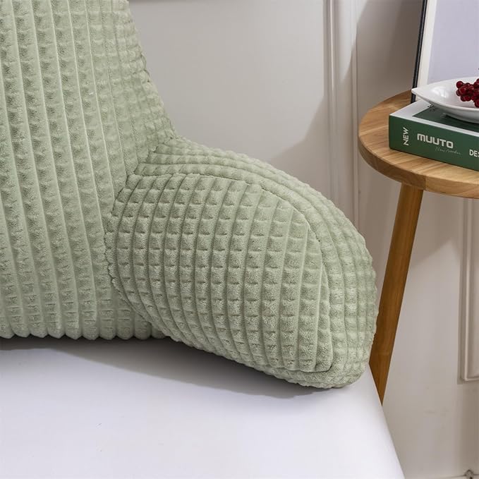 Holawakaka Reading Pillow for Bed and Sofa Couch Sitting Up, Backrest Pillows with Arms for Kids Teens Adults, Back Support Cushion for Lounging, Watching TV, Working on Laptop, Green