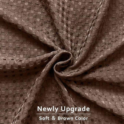 MIYE Pleated Waffle Weave Bed Skirt, Tailored Dust Ruffle 12 Inch Drop Easy Fit, Machine Washable (Brown, King - 12" Drop)