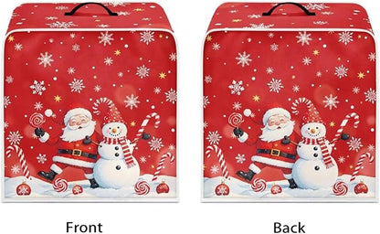 Cute Christmas Coffee Maker Cover with Handle, Santa Claus Snowman Foldable Coffee Machine Dust Cover Washable Kitchen Decor