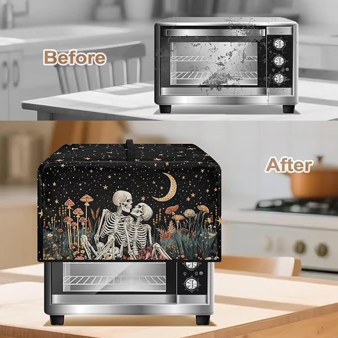 Microwave Oven Dust Cover, Halloween Skull Heat-Resistant Dust Proof Waterproof Oven Cover for Smart Oven Air Fryer Microwaves Easy-Clean Printed Countertop Microwaves Dusts Covers
