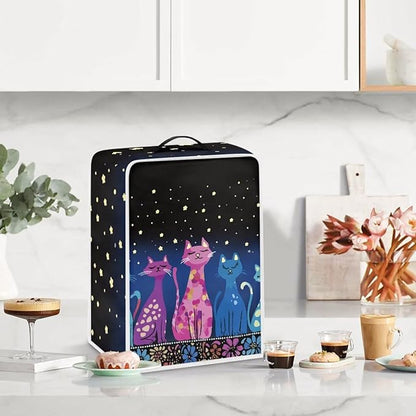 Coffee Maker Cover Dust Cover, Art Washable Dustproof Mixer Protector with Top Handle, Foldable