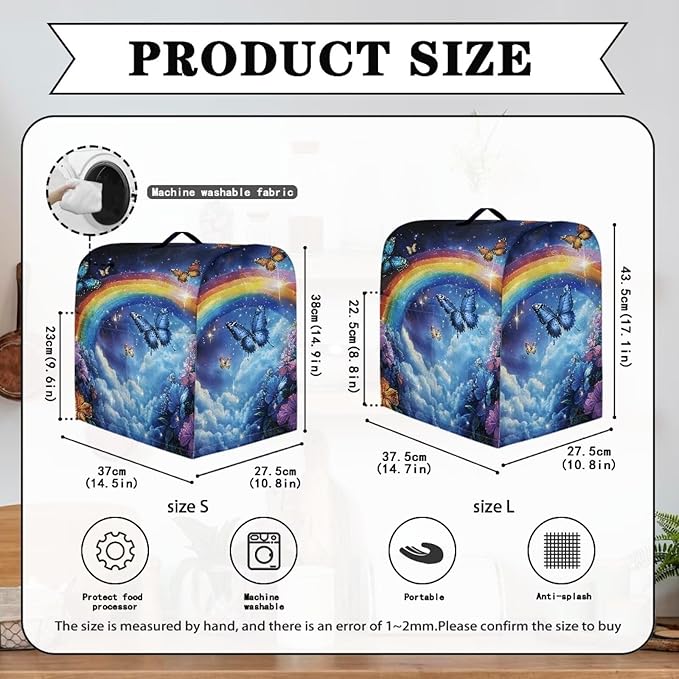 Kitchen Aid Mixer Cover Starry Rainbow Dust Cover with 2 Pocket and Handle, Waterproof Polyester, Multicolor