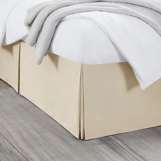 Nestl Cream Full Bed Skirt - Full Size 14 Inch Drop - Brushed Microfiber Hotel Quality Pleated Bed Skirt - Shrinkage & Fade Resistant