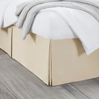 Nestl Cream Bed Skirt Cal King Size - Cal King Bed Skirt 14 Inch Drop - Brushed Microfiber Bed Skirts - Hotel Quality Pleated Bed Skirt - Shrinkage & Fade Resistant