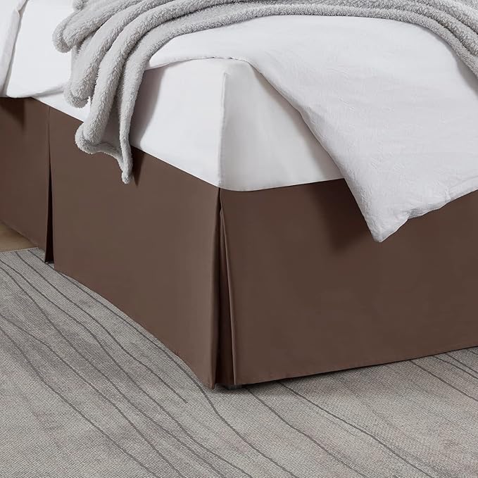 Nestl Dark Brown Twin Bed Skirt - Twin Size Bed Skirt 14 Inch Drop - Brushed Microfiber Bed Skirts - Hotel Quality Pleated Bed Skirt - Shrinkage & Fade Resistant