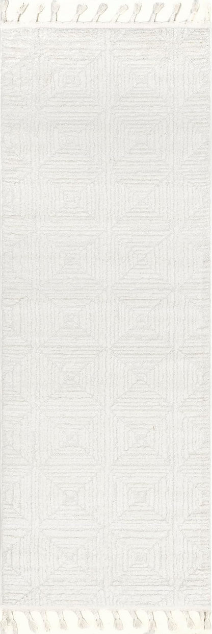nuLOOM Kerry Cream, 2'6" x 6', Geometric, Soft and Cozy, High Traffic, Stain Resistant, Easy Clean, Durable Runner for Bedroom, Living Room, Dining Space, Den, Foyer, Entryway