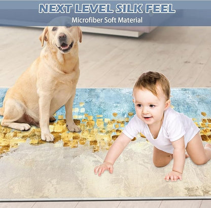 Runner Rug Washable 2x67 FT, Non Slip Rubber Backing Abstract Carpet, Soft Area Rugs for Bedroom Kitchen Hallway Entryway Bathroom, Customized